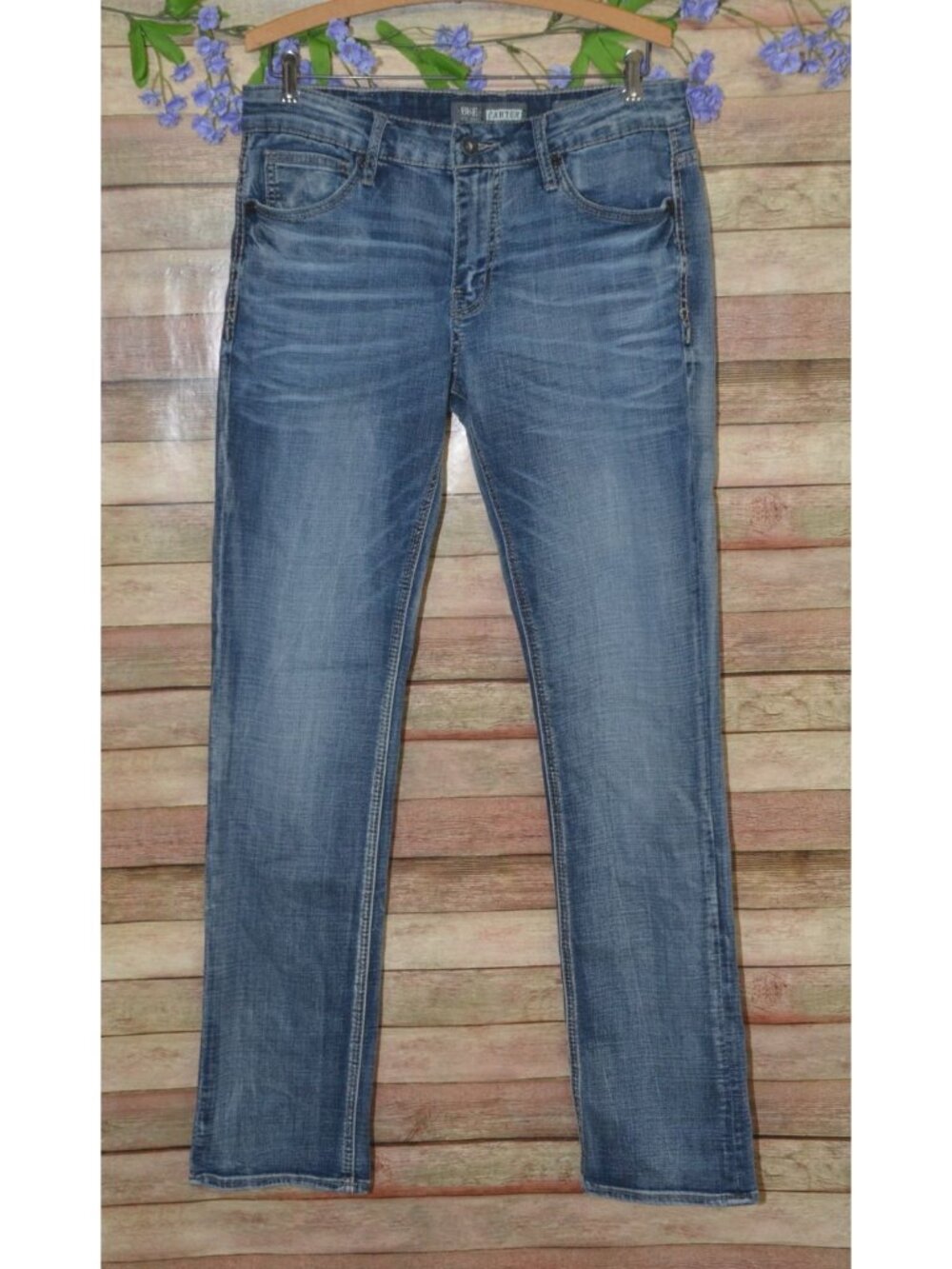 BKE Buckle Carter Jeans Mens 33L Tall Straight Leg Western Rodeo Cowboy Casual